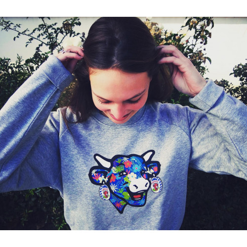 Sweat UNISEXE La vache qui rit® Fleurs Gris